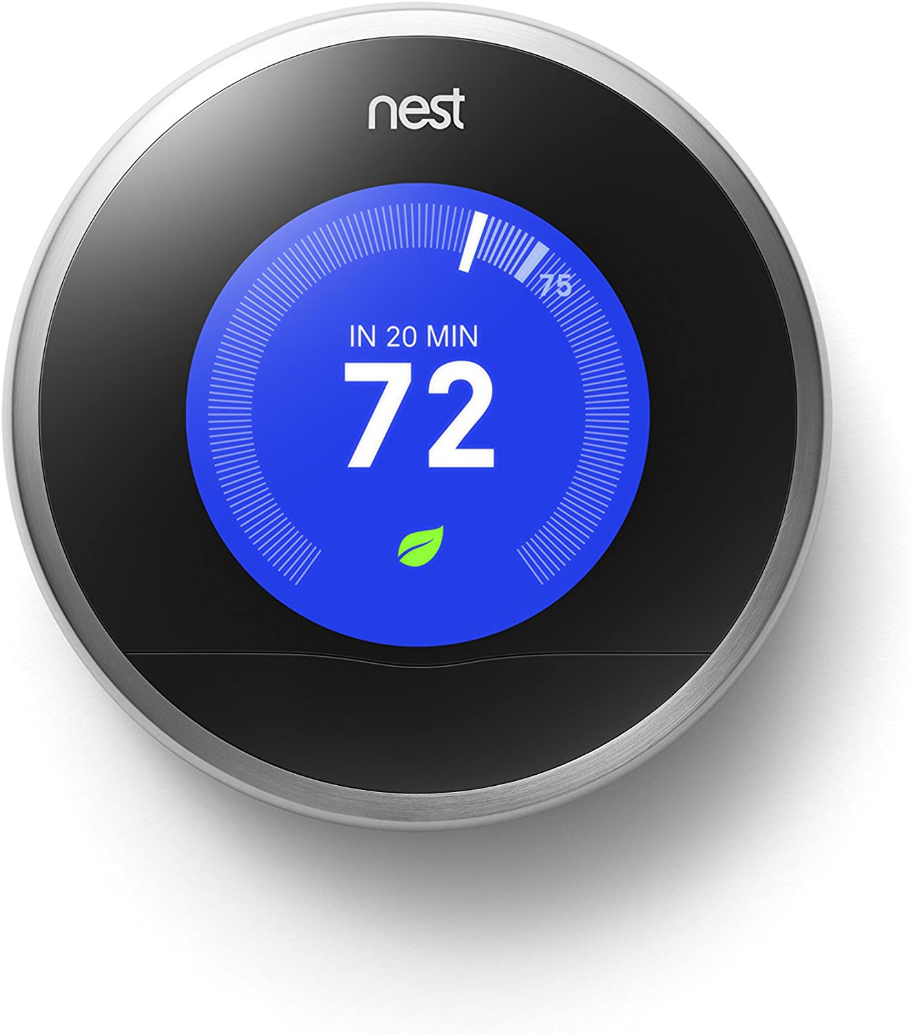 A Google Nest Thermometer showing 72 degrees