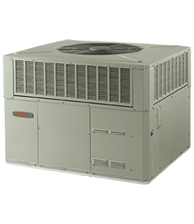 Trane commercial rooftop HVAC unit for heating and cooling large buildings